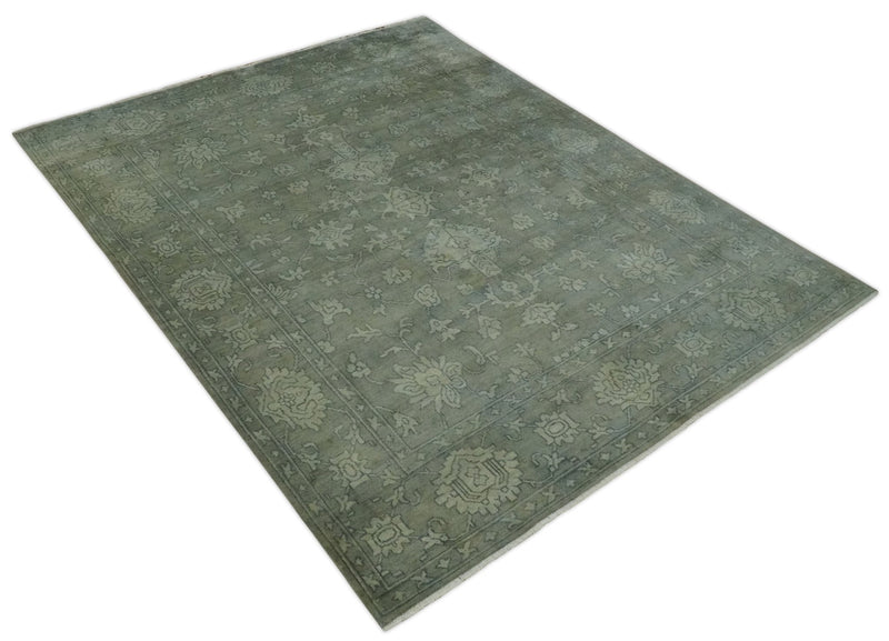 Gray, Silver and Charcoal Hand Knotted antique look Traditional Oushak 8x10 wool area Rug - The Rug Decor