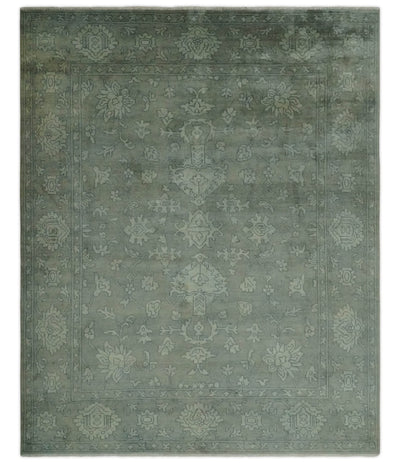 Gray, Silver and Charcoal Hand Knotted antique look Traditional Oushak 8x10 wool area Rug - The Rug Decor