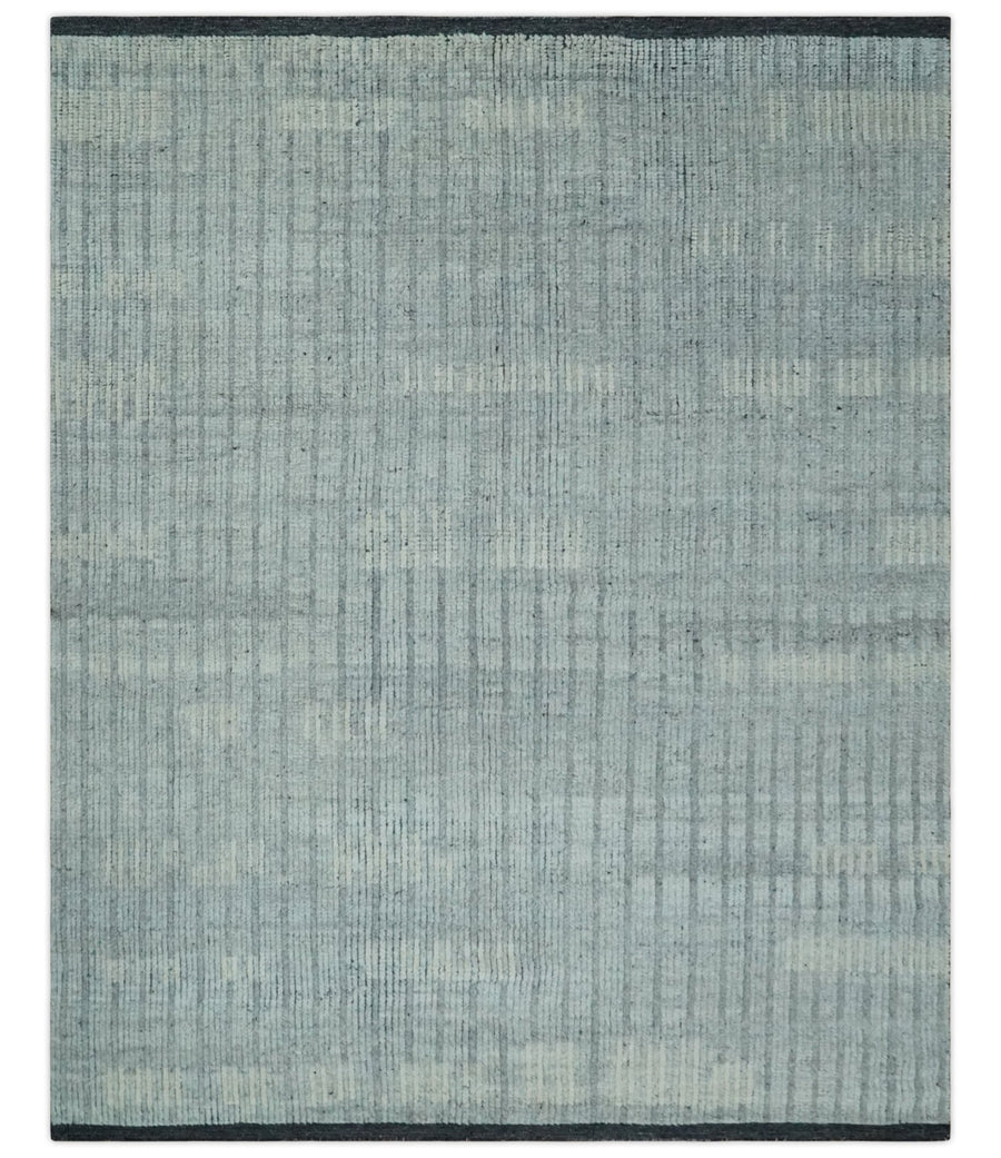 Gray, Silver and Ivory Traditional Hand Knotted 8x10 Wool Area Rug - The Rug Decor