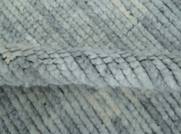 Gray, Silver and Ivory Traditional Hand Knotted 8x10 Wool Area Rug - The Rug Decor