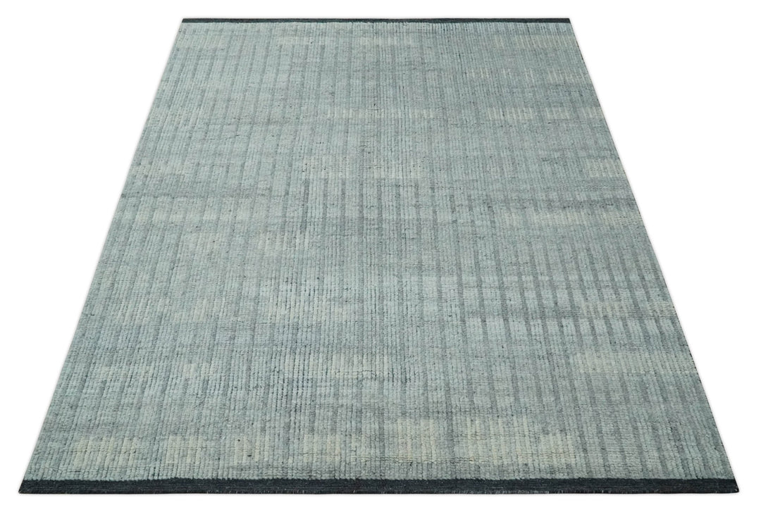 Gray, Silver and Ivory Traditional Hand Knotted 8x10 Wool Area Rug - The Rug Decor