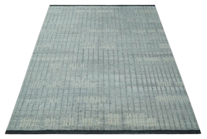 Gray, Silver and Ivory Traditional Hand Knotted 8x10 Wool Area Rug - The Rug Decor