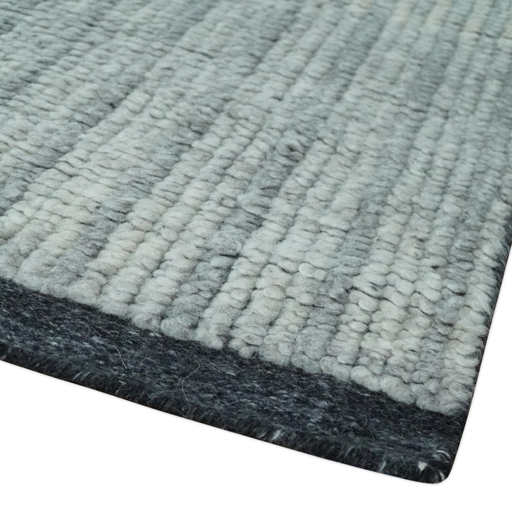Gray, Silver and Ivory Traditional Hand Knotted 8x10 Wool Area Rug - The Rug Decor