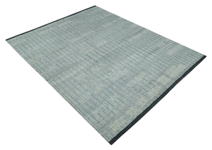 Gray, Silver and Ivory Traditional Hand Knotted 8x10 Wool Area Rug - The Rug Decor