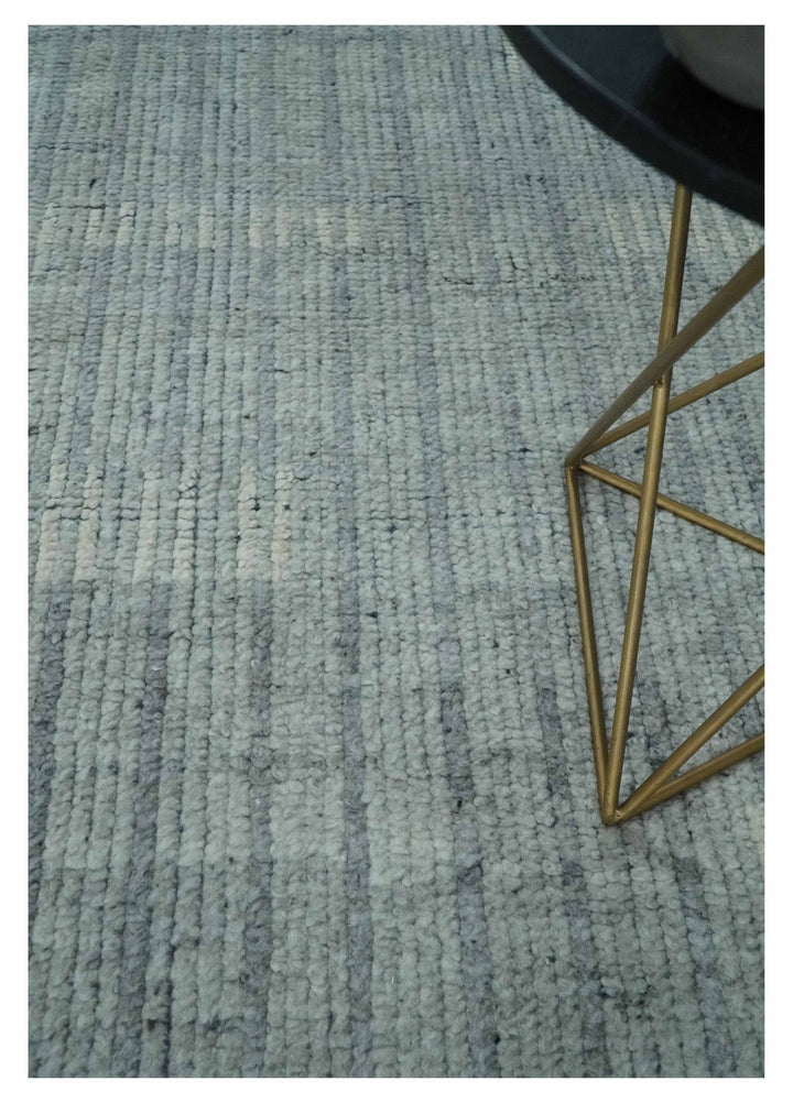 Gray, Silver and Ivory Traditional Hand Knotted 8x10 Wool Area Rug - The Rug Decor