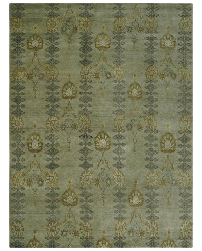 Green and Olive 9x12 and 10x14 Traditional Floral Turkish Hand knotted wool Area Rug - The Rug Decor