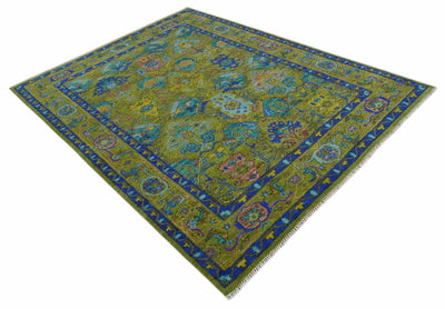 Green, Blue and Aqua Hand knotted Traditional Oushak 9x12 wool Area Rug - The Rug Decor