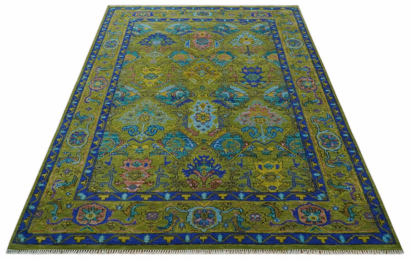 Green, Blue and Aqua Hand knotted Traditional Oushak 9x12 wool Area Rug - The Rug Decor