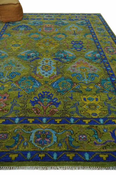 Green, Blue and Aqua Hand knotted Traditional Oushak 9x12 wool Area Rug - The Rug Decor