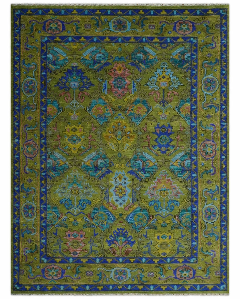 Green, Blue and Aqua Hand knotted Traditional Oushak 9x12 wool Area Rug - The Rug Decor