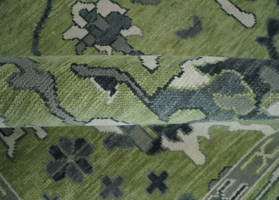 Green, Gray, Ivory and Charcoal Hand knotted 8x10 Oriental Oushak wool Area Rug - The Rug Decor