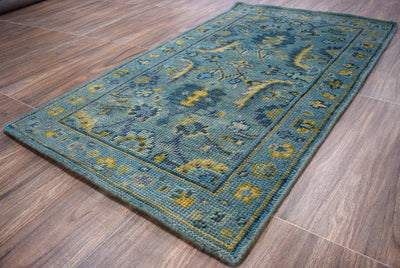 Green Hand Made 3' x 5' Wool Rug | The Rug Decor | TRD 159635 - The Rug Decor