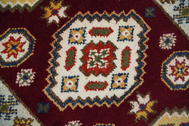 Hallway 2x4 Red and Beige Wool Hand Knotted traditional Persian Vintage Antique Southwestern Kazak | TRDCP29624 - The Rug Decor