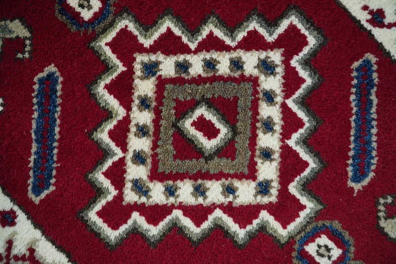 Hallway 2x4 Red and Ivory Wool Hand Knotted traditional Persian Vintage Antique Southwestern Kazak | TRDCP29324 - The Rug Decor