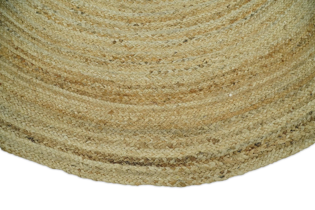 Hand Braided Solid Round natural Brown Jute Rug | JR6 - The Rug Decor