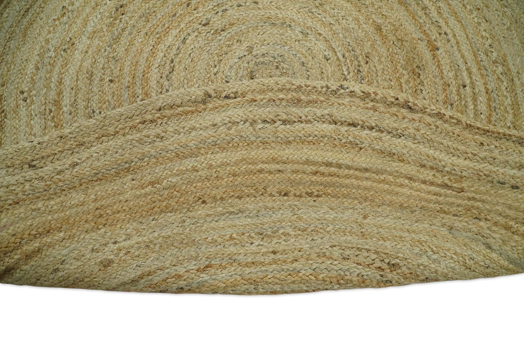 Hand Braided Solid Round natural Brown Jute Rug | JR6 - The Rug Decor
