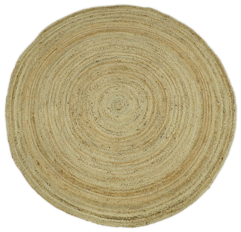 Hand Braided Solid Round natural Brown Jute Rug | JR6 - The Rug Decor
