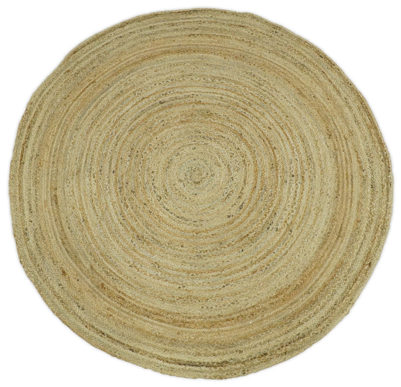 Hand Braided Solid Round natural Brown Jute Rug | JR6 - The Rug Decor