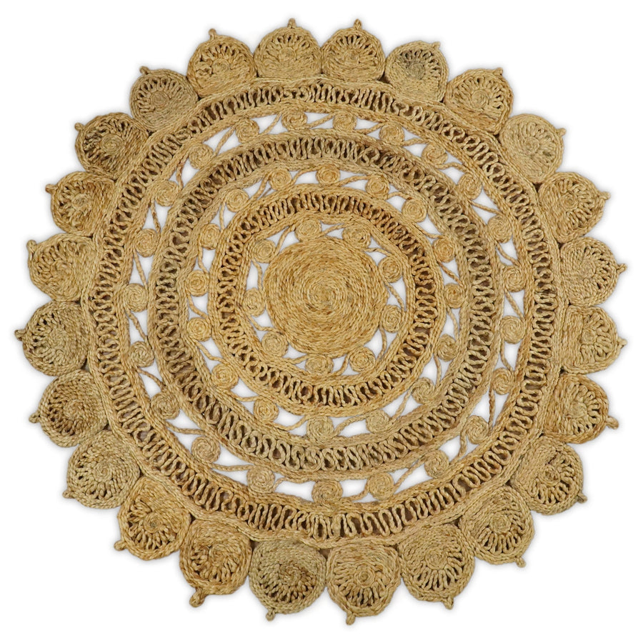 Hand Braided Solid Round Natural Brown Jute Silsal Rug | JR12 - The Rug Decor