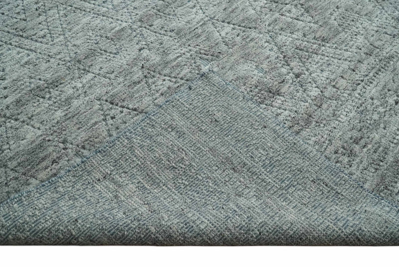 Hand carved Geometrical Design Ivory, Gray and Charcoal Hand knotted wool Area Rug - The Rug Decor