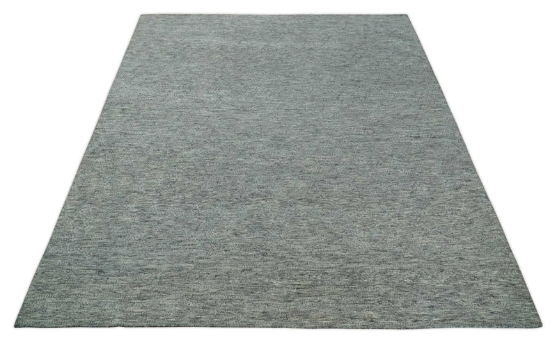 Hand carved Geometrical Design Ivory, Gray and Charcoal Hand knotted wool Area Rug - The Rug Decor