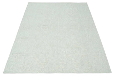 Hand carved Ivory Traditional Hand Knotted 8x10 high low Wool Area Rug - The Rug Decor