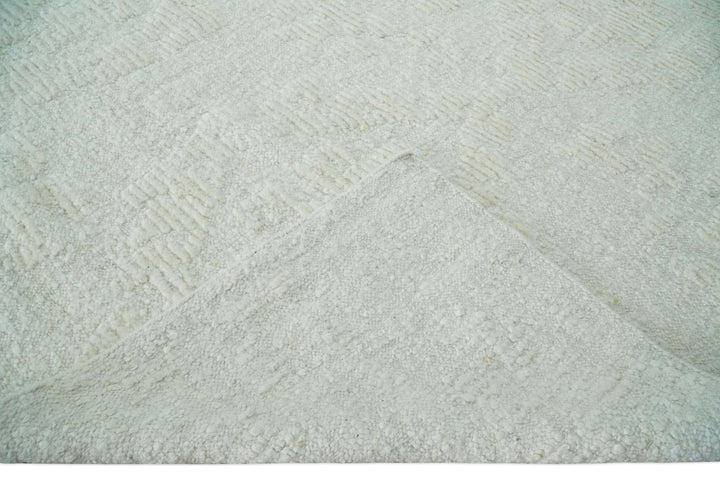 Hand carved Ivory Traditional Hand Knotted 8x10 high low Wool Area Rug - The Rug Decor