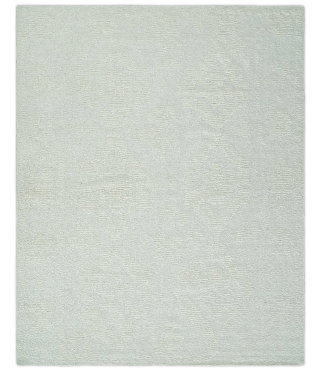 Hand carved Ivory Traditional Hand Knotted 8x10 high low Wool Area Rug - The Rug Decor