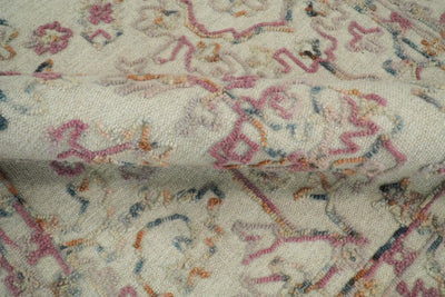 Hand Hooked 5x8 Pink and Beige Wool Textured Loop Area Rug | GAR12 - The Rug Decor