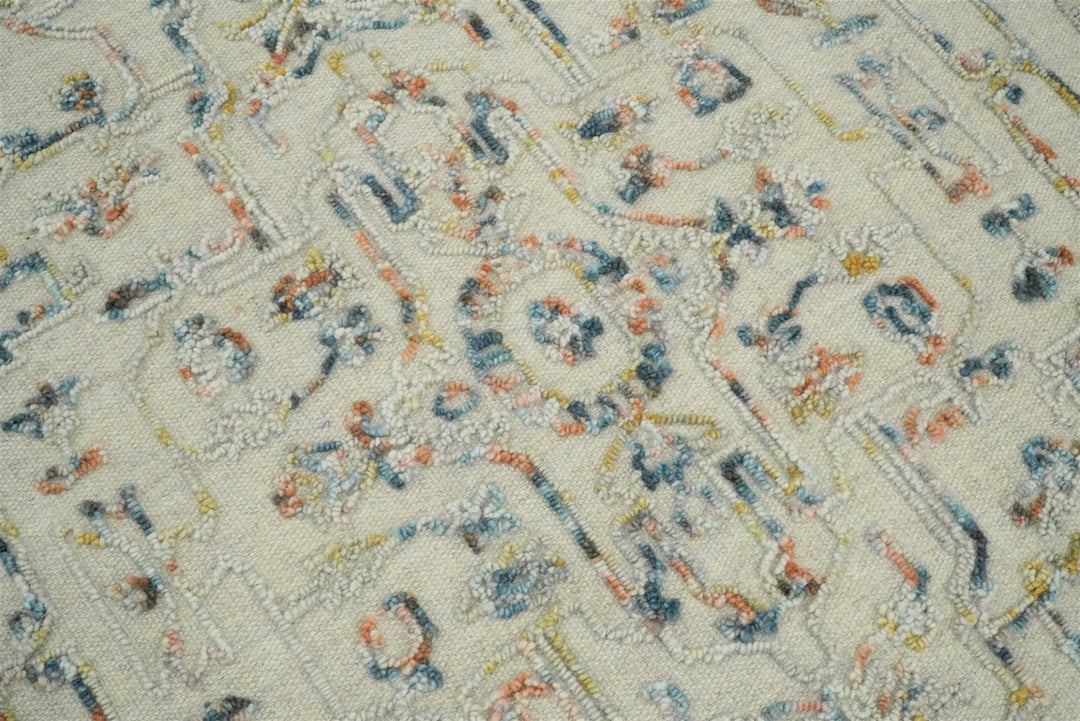 Hand Hooked 5x8 Silver and Blue Wool Textured Loop Area Rug | GAR5 - The Rug Decor