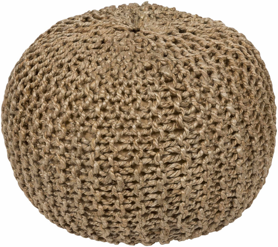 Hand Knitted Natural Fiber Tan Cylindrical Jute Pouf perfect for Home decor - The Rug Decor