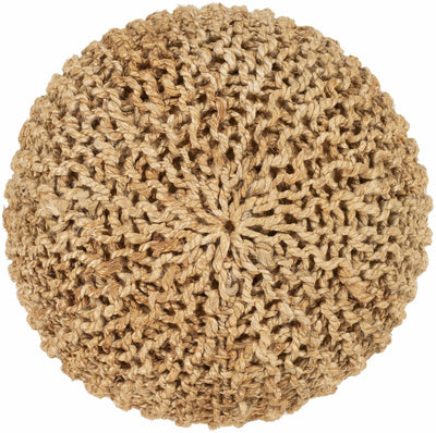 Hand Knitted Natural Fiber Tan Cylindrical Jute Pouf perfect for Home decor - The Rug Decor