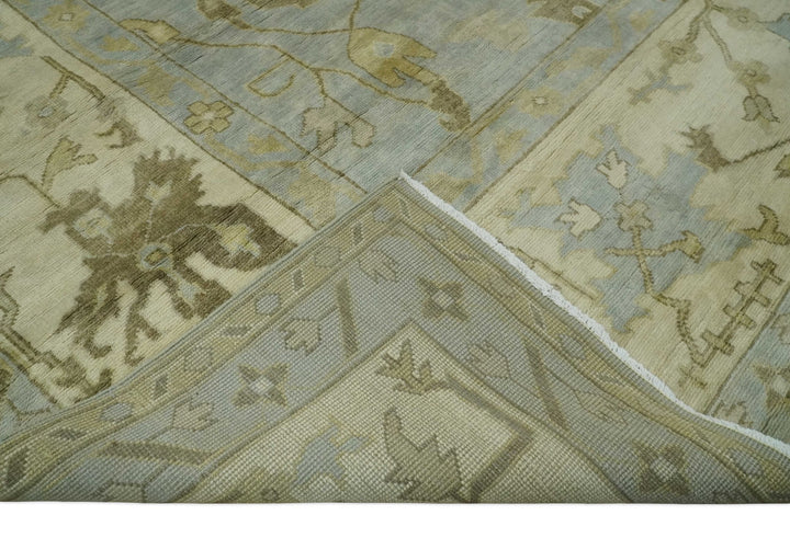 Hand Knotted 10x10 Oriental Oushak Silver and Beige Wool Area Rug - The Rug Decor