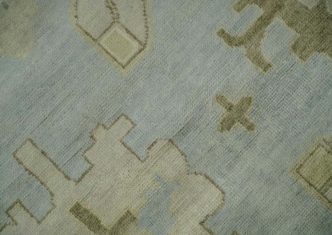 Hand Knotted 10x10 Oriental Oushak Silver and Beige Wool Area Rug - The Rug Decor