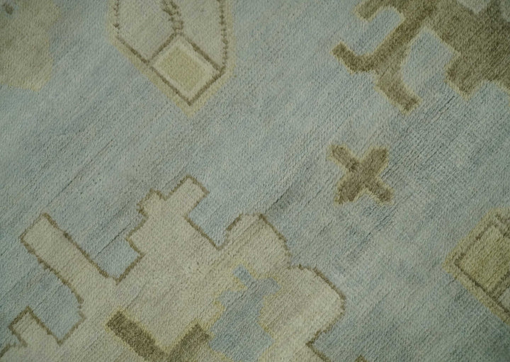 Hand Knotted 10x10 Oriental Oushak Silver and Beige Wool Area Rug - The Rug Decor