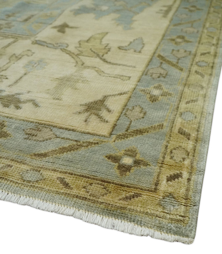 Hand Knotted 10x10 Oriental Oushak Silver and Beige Wool Area Rug - The Rug Decor