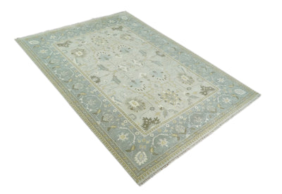 Hand Knotted 10x14 Ivory and Gray Oriental Oushak Wool Area Rug | TRDCP9511014 - The Rug Decor