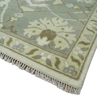 Hand Knotted 10x14 Oriental Oushak Ivory, Brown and Silver Wool Area Rug | TRDCP8741014 - The Rug Decor