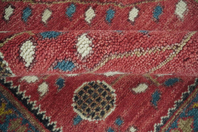 Hand Knotted 10x14 Vintage Oriental Oushak Red and Blue Wool Area Rug | TRDCP5511014 - The Rug Decor