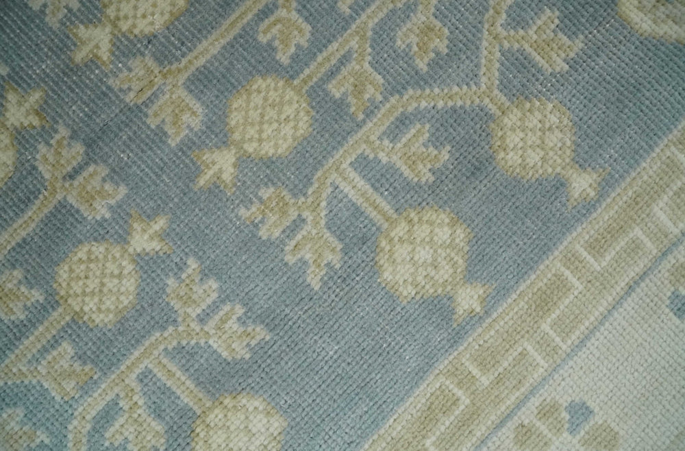 Hand Knotted 3x3 Gray, Ivory and Beige Traditional Low Pile Wool Rug, Bedside Rug | N35033 - The Rug Decor