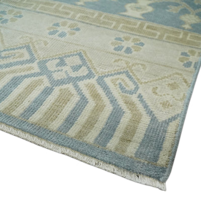 Hand Knotted 3x3 Gray, Ivory and Beige Traditional Low Pile Wool Rug, Bedside Rug | N35033 - The Rug Decor