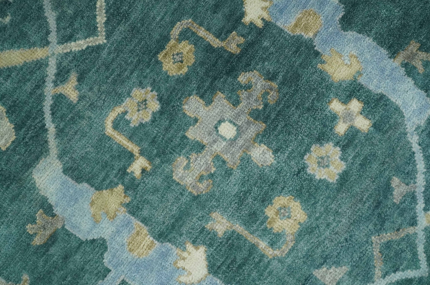 Hand Knotted 3x5, 4x6, 5x8, 6x9, 8x10 and 9x12 Oriental Oushak Teal and Gray Wool Area Rug |TRDCP1019810 - The Rug Decor