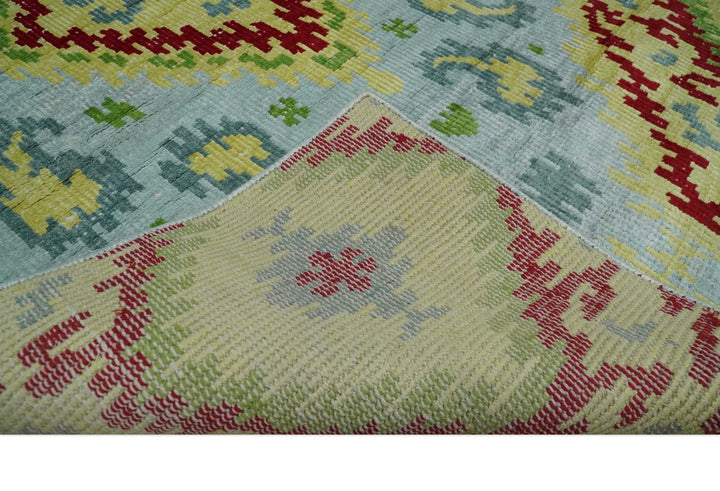 Hand Knotted 4.5x6.5 Silver, Mustard and Red Persian made of Recycled Silk Area Rug | OP129 - The Rug Decor
