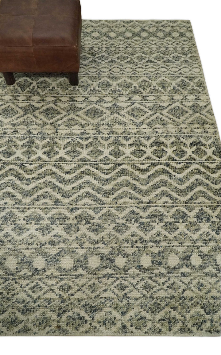 Hand Knotted 4x6 Beige, Camel and Olive Modern Contemporary Southwestern Tribal Trellis Recycled Silk Area Rug | OP59 - The Rug Decor