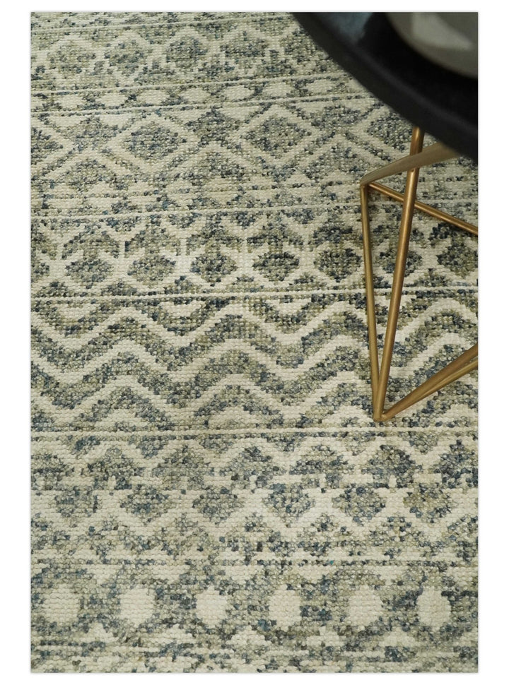 Hand Knotted 4x6 Beige, Camel and Olive Modern Contemporary Southwestern Tribal Trellis Recycled Silk Area Rug | OP59 - The Rug Decor