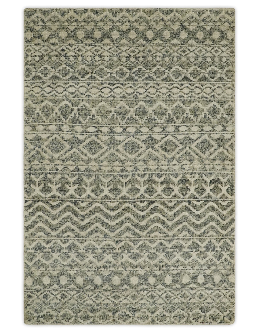 Hand Knotted 4x6 Beige, Camel and Olive Modern Contemporary Southwestern Tribal Trellis Recycled Silk Area Rug | OP59 - The Rug Decor