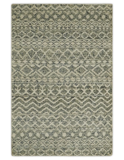 Hand Knotted 4x6 Beige, Camel and Olive Modern Contemporary Southwestern Tribal Trellis Recycled Silk Area Rug | OP59 - The Rug Decor