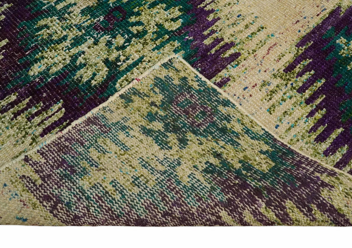 Hand Knotted 4x6 Beige, Violet and Green Persian made of Recycled Silk Area Rug | OP57 - The Rug Decor