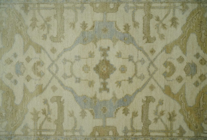 Hand Knotted 4x6 Oriental Oushak Beige an Gray Wool Area Rug, Small Turkish Design Rug | N35146 - The Rug Decor