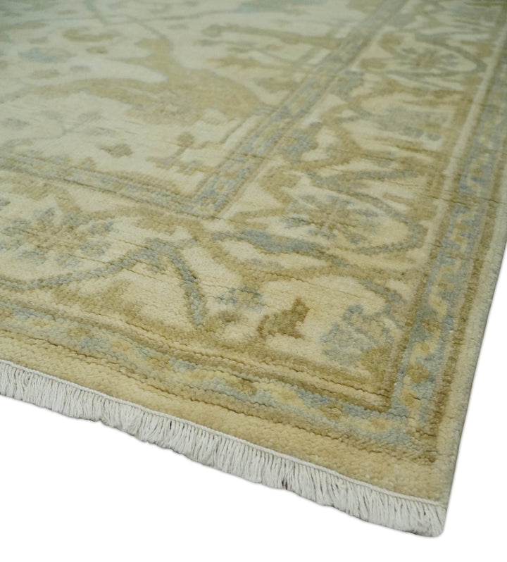 Hand Knotted 4x6 Oriental Oushak Beige an Gray Wool Area Rug, Small Turkish Design Rug | N35146 - The Rug Decor